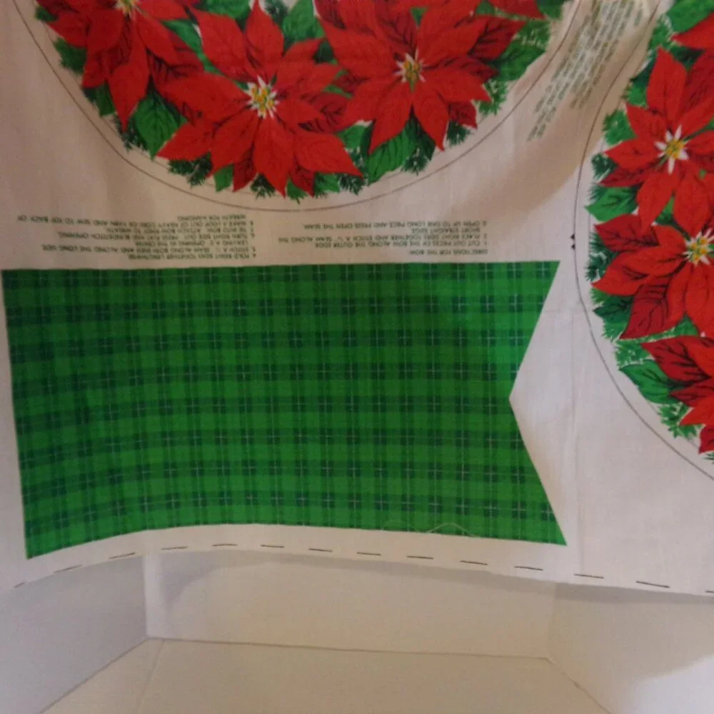 Fabric Christmas Wreath Poinsettia Craft Panel to Stitch